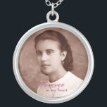 Keepsake Necklace<br><div class="desc">Customizable silver necklace. Easy to change the photo. Text color, font and size can be changed by clicking the customize button.</div>