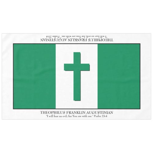 Keepsake  NIGERIA FLAG  Cross Scripture Large Tablecloth