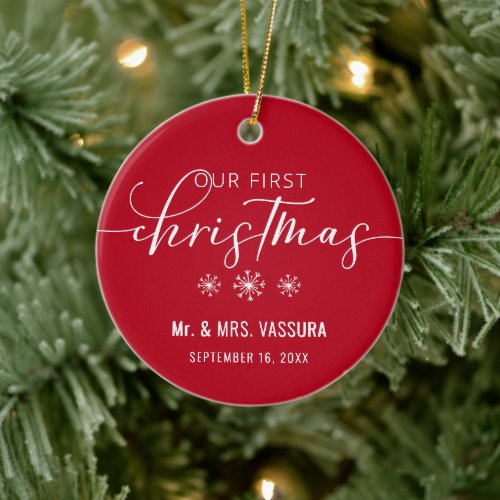 Keepsake Our First Christmas Mr and Mrs Photo Ceramic Ornament