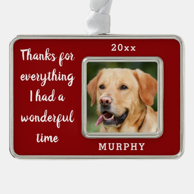 Keepsake Pet Dog Cat Memorial Christmas Date Photo Ornament (Front)