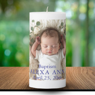 Keepsake  Photo Baptism Candle Personalize