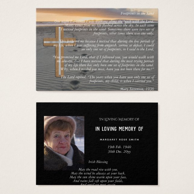 Keepsake PHOTO Celebration Life Memorial Funeral (Front & Back)
