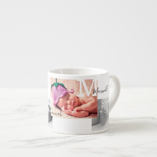 Keepsake Photo Collage Birth Announcement Espresso Cup