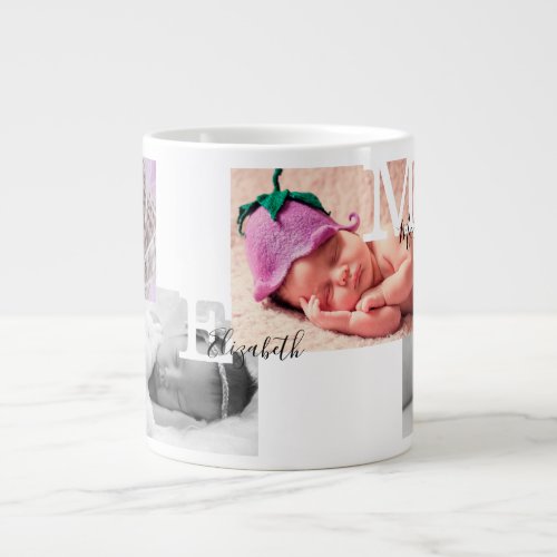 Keepsake Photo Collage Birth Announcement Giant Coffee Mug