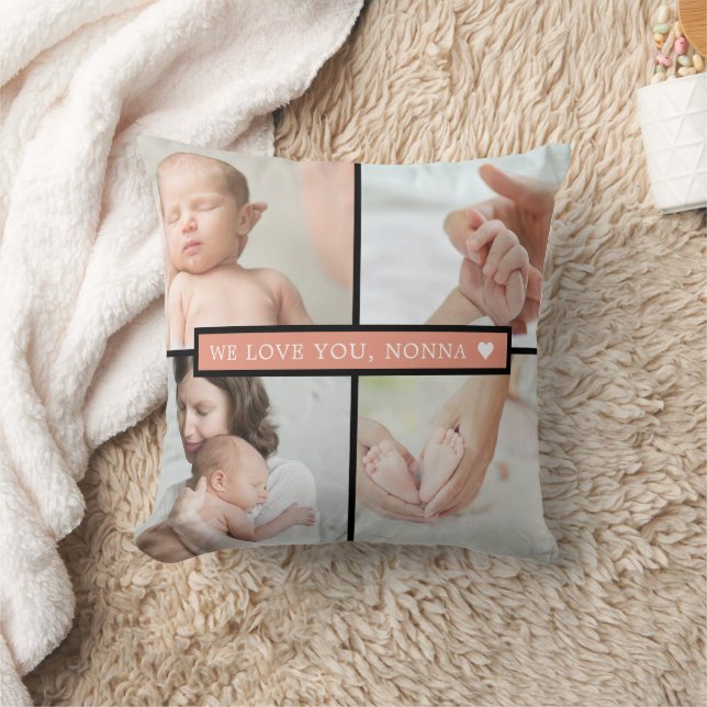 Keepsake Photo Collage Personalized Carol Throw Pillow (Blanket)