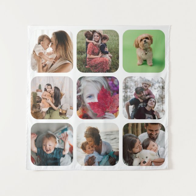 Keepsake Photo Collage square template round edges Tapestry (Front)