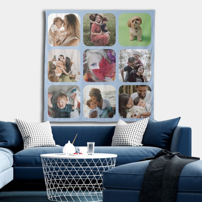 Keepsake Photo Collage square template round edges Tapestry (Creator Uploaded)