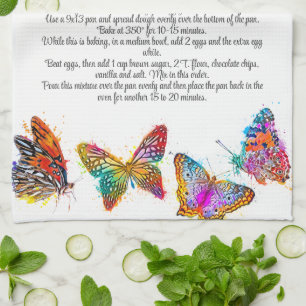 Keepsake Recipe Gift Colorful Butterflies Kitchen Towel