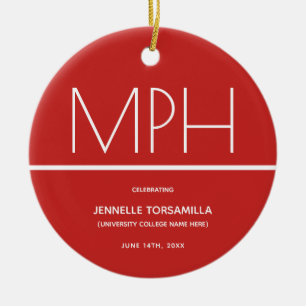 Keepsake Red MPH degree Graduation Ceramic Ornament