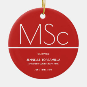 Keepsake Red MSc degree Graduation Ceramic Ornament