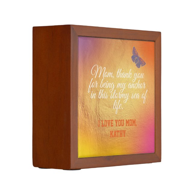 Keepsake Script Quote Modern Elegant Mothers Day Desk Organizer (Left)