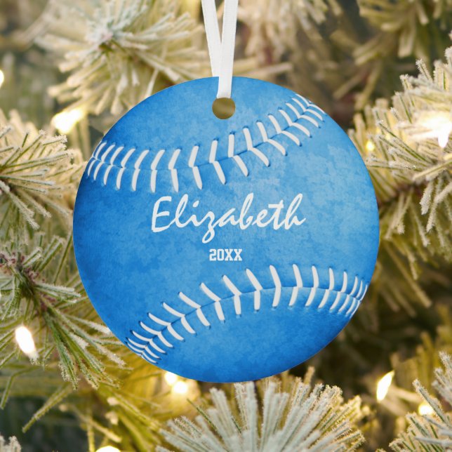 keepsake sports gifts girls blue softball metal ornament (Insitu)