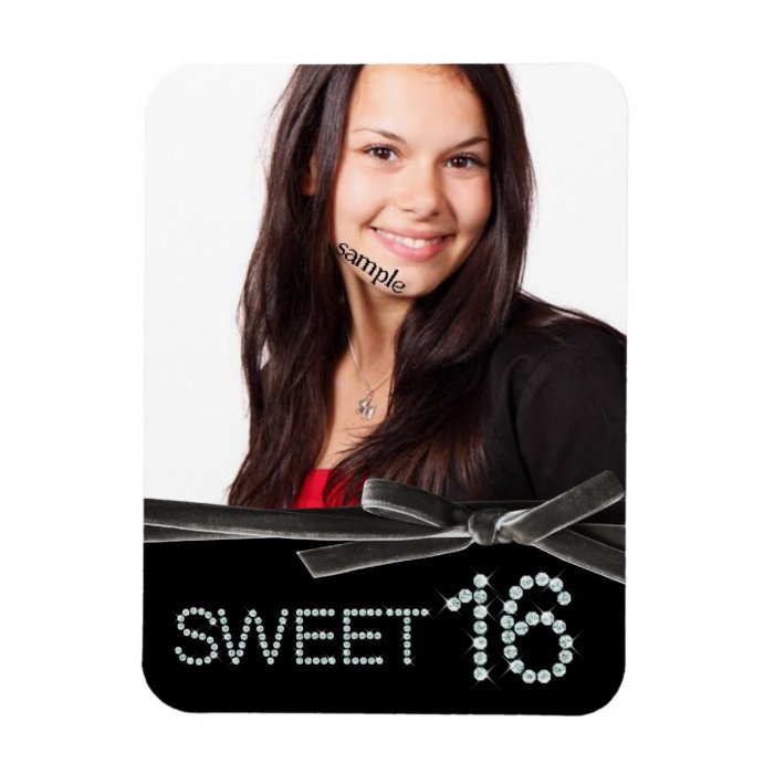 Keepsake Sweet 16 Photo with Bling Diamonds Rectangle Magnet