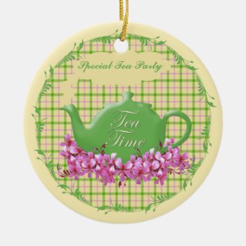 Keepsake Tea Time Teapot Ceramic Ornament by anuradesignstudio at Zazzle