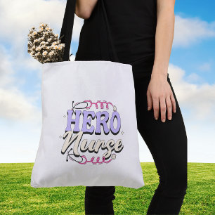 Keepsake Typography Nurse Hero Violet Large Tote Bag