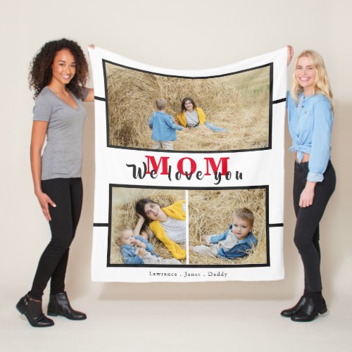 Keepsake we love you Mom Grandma Photo Collage Fleece Blanket