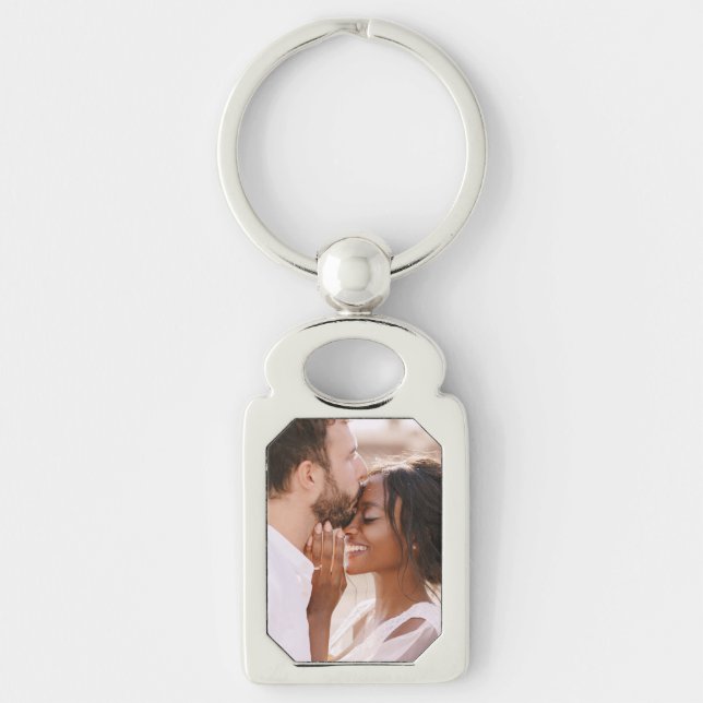 Keepsake Weddings Photo Newlywed Modern Keychain (Front)