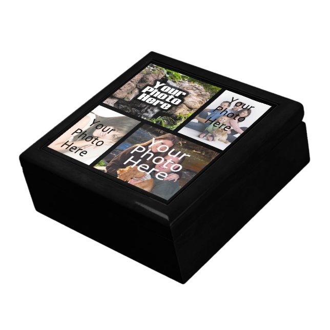 Keepsake Wood Jewelry/Valet Box, 4 Photo Collage Jewelry Box (Side)