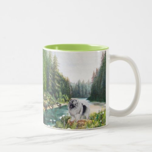 Kees in Forest with lime green Mug