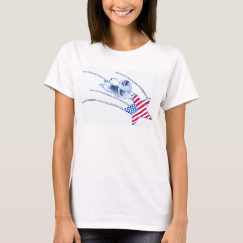 Kees Riding on Flag Star T shirt