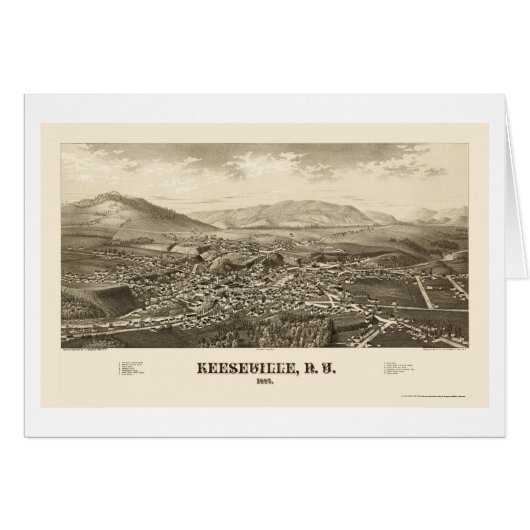 Keeseville, New York Panoramic Map - 1887 Cards (Front Horizontal)