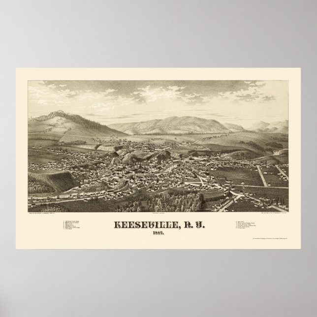 Keeseville, New York Panoramic Map - 1887 Poster (Front)