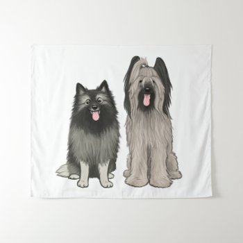 Keeshond And Briard Cute Cartoon Dogs Tapestry by jennsdoodleworld at Zazzle