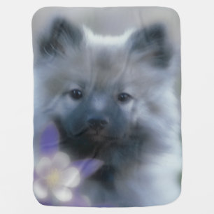 Keeshond and Columbine  - Dog Photograph Baby Blanket