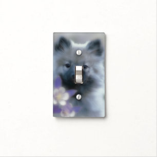 Keeshond and Columbine - Dog Photograph Light Switch Cover