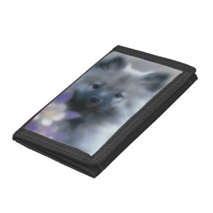 Keeshond and Columbine - Dog Photograph Tri-fold Wallet