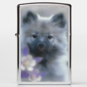 Keeshond and Columbine  - Dog Photograph Zippo Lighter