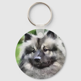 Keeshond Art Gifts Keychain