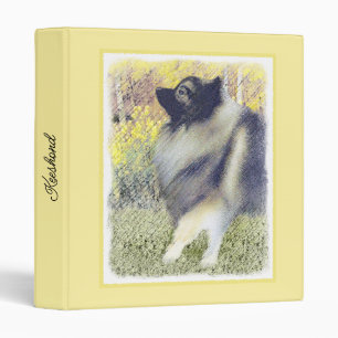 Keeshond Aspen Painting - Cute Original Dog Art 3 Ring Binder