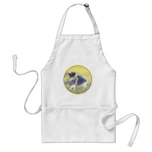 Keeshond Aspen Painting - Cute Original Dog Art Adult Apron