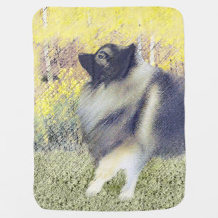 Keeshond Aspen Painting - Cute Original Dog Art Baby Blanket
