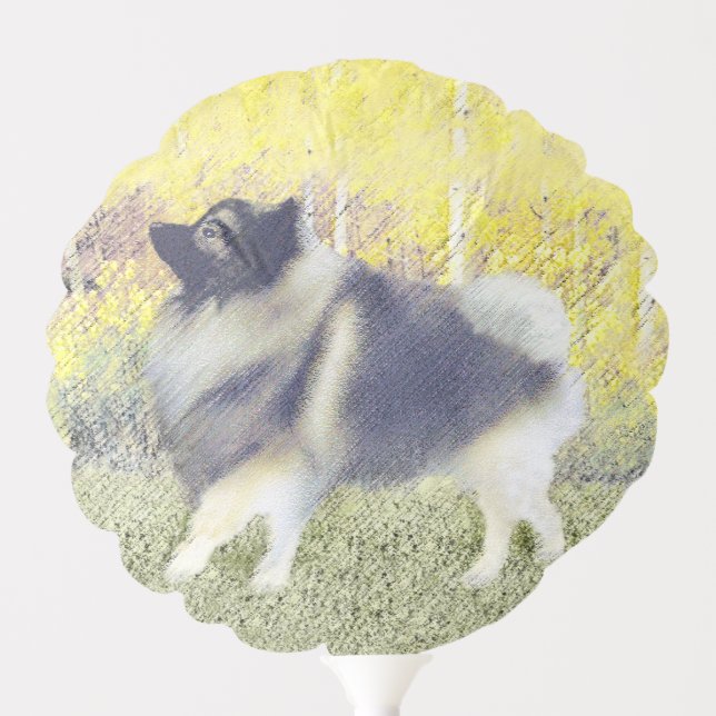 Keeshond Aspen Painting - Cute Original Dog Art Balloon (Front)