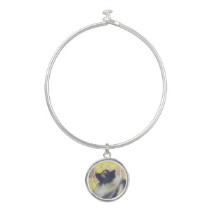 Keeshond Aspen Painting - Cute Original Dog Art Bangle Bracelet