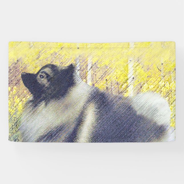 Keeshond Aspen Painting - Cute Original Dog Art Banner (Horizontal)