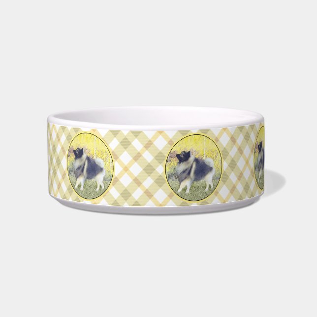 Keeshond Aspen Painting - Cute Original Dog Art Bowl (Left)