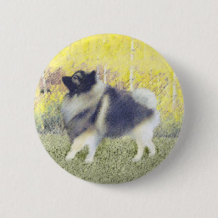 Keeshond Aspen Painting - Cute Original Dog Art Button