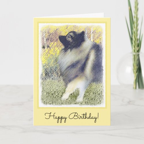 Keeshond Aspen Painting _ Cute Original Dog Art Card