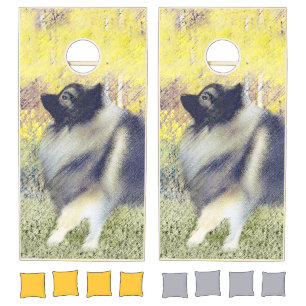 Keeshond Aspen Painting - Cute Original Dog Art Cornhole Set