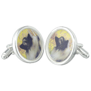 Keeshond Aspen Painting - Cute Original Dog Art Cufflinks