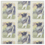 Keeshond Aspen Painting - Cute Original Dog Art Fabric