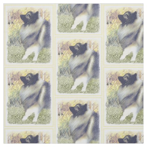 Keeshond Aspen Painting - Cute Original Dog Art Fabric