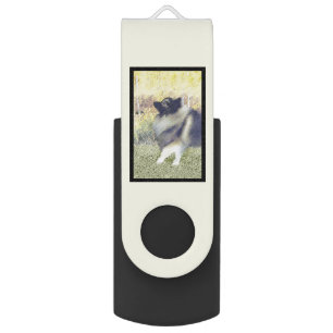 Keeshond Aspen Painting - Cute Original Dog Art Flash Drive
