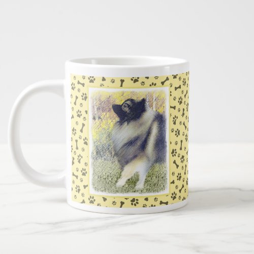 Keeshond Aspen Painting _ Cute Original Dog Art Giant Coffee Mug