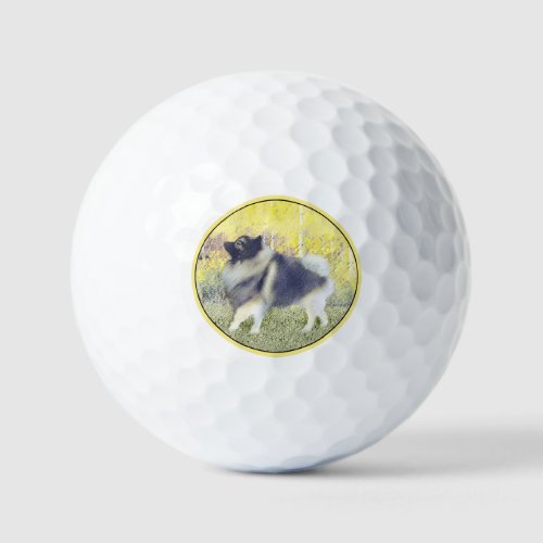 Keeshond Aspen Painting _ Cute Original Dog Art Golf Balls