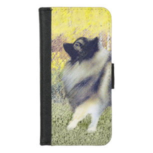 Keeshond Aspen Painting - Cute Original Dog Art iPhone 8/7 Wallet Case