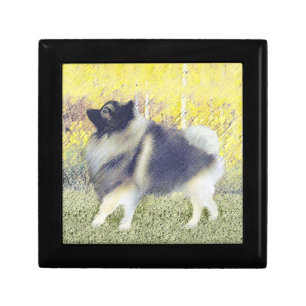 Keeshond Aspen Painting - Cute Original Dog Art Keepsake Box